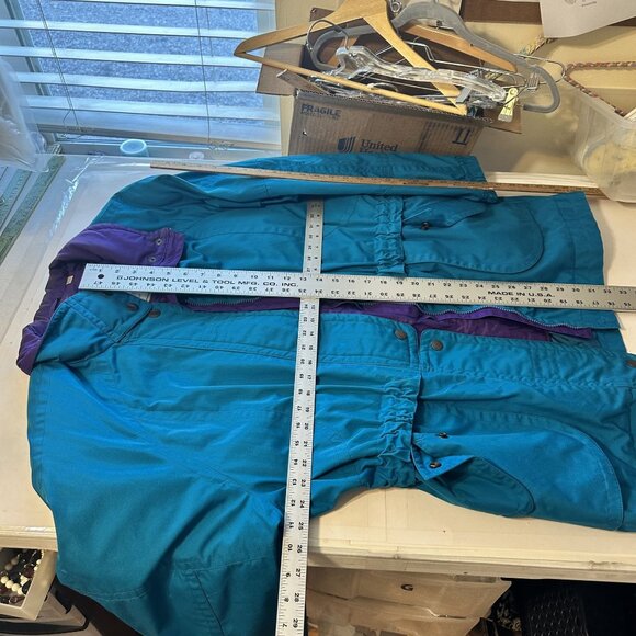Vtg Womens Coat London Fog Blue Purple Jacket XL Regular Lined 90s Workwear - Picture 6 of 8
